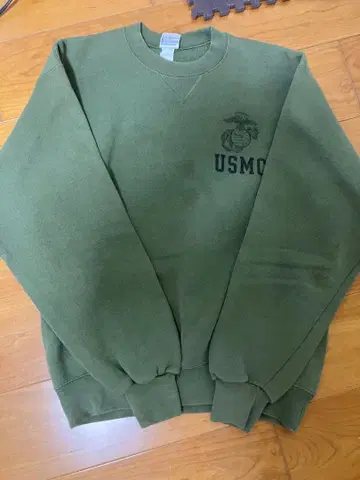 USMC 로고 SOFFE 맨투맨 M 사이즈 올리브 그린