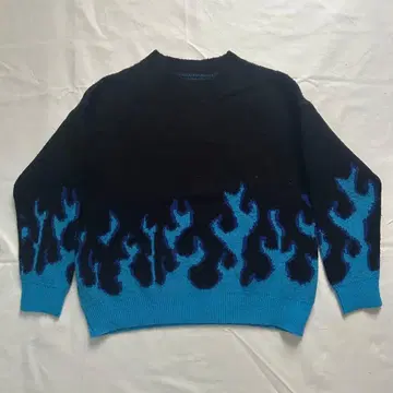 90s 빈티지 프레임 니트 파이어 USA 80s 할리 파랑