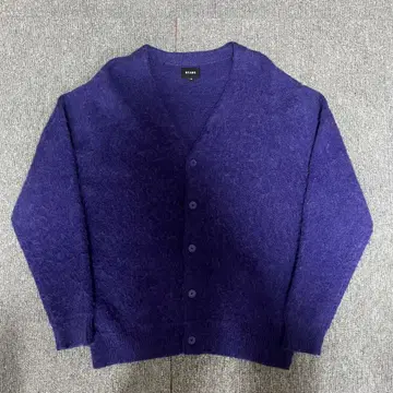 BEAMS 7게이지 솔리드 샤기 모헤어 가디건