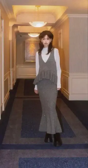 COCO DEAL 스팽글 머메이드 스커트 그레이