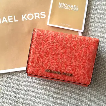 새상품 MICHEAL KORS 마이클코어스 3단 폴더형 지갑 오렌지