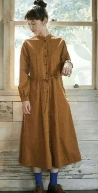 써니클라우드 강아지 발바닥 패턴 원피스 M 사이즈 카멜