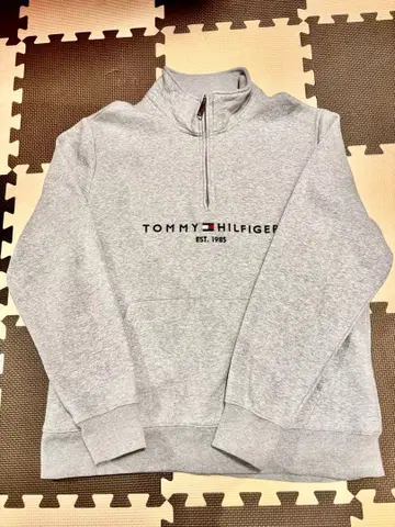 트레이닝복 맨투맨 TOMMY 로고 모크넥 맨투맨 플리스 하프 지퍼