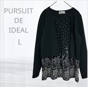 퍼스트 데이 올 롱 슬리브 탑 가디건 일체형 꽃무늬 L 블랙