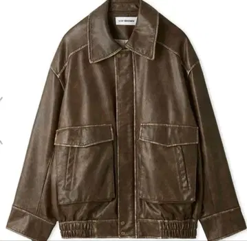 LILY BROWN 빈티지 가죽 블루종 브라운
