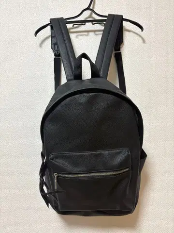 블랙 합성 피혁 백팩
