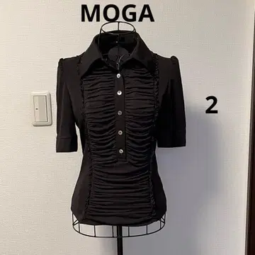 새상품급 MOGA BIGI 블라우스 짙은 보라색 반팔 셔츠 M