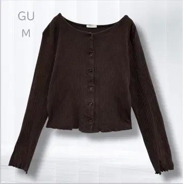 GU 지유 리브 메로우 가디건 M 다크 브라운 프론트 버튼