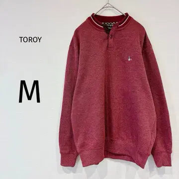 트로이 트레이닝복 맨투맨 긴팔 버튼 로고 자수 속기모 레드 M