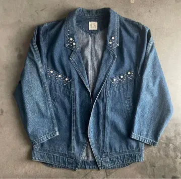 80s 90s 빈티지 스터드 데님 자켓 테일러드 자켓