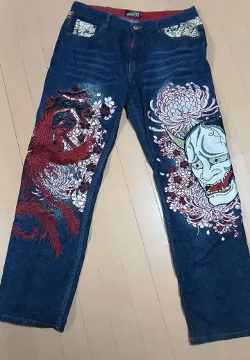 반야 봉황 데님 팬츠