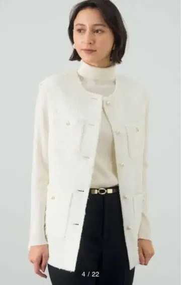 ANAYI 화이트 슬리브리스 베스트