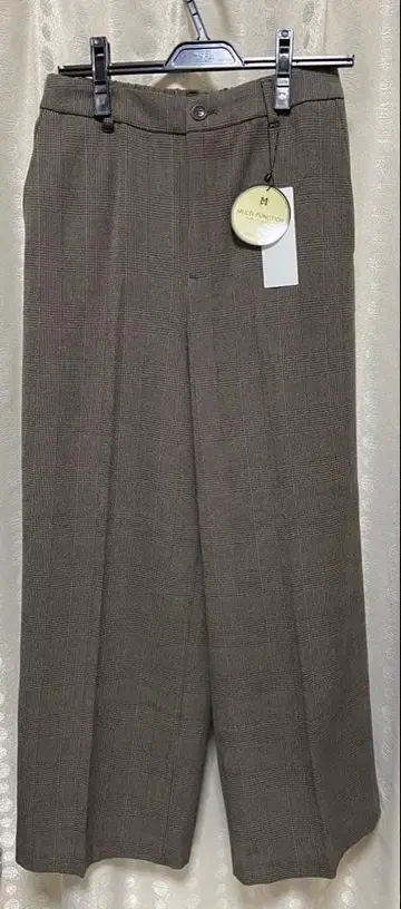 새상품 에니이팜 멀티펑션 스트레치 체크 와이드 팬츠