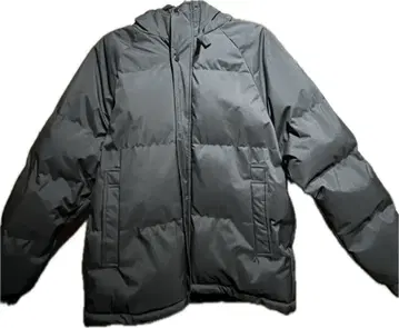 블랙 후드 부착 다운 자켓