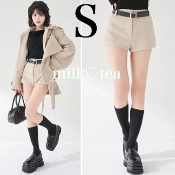 택 포함 새상품 다리치 멜톤 미들 숏팬츠 베이지 S 사이즈