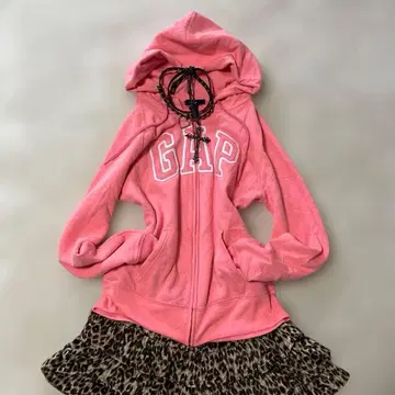 y2k 헤이세이 갸루 그런지 gap 후드티 집업 형광 핑크