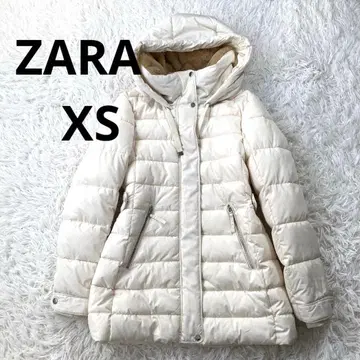 ZARA 후드 부착 다운 자켓 XS 아이보리