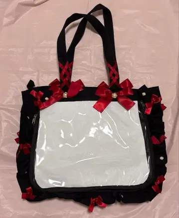 자카마트 이타백 a4 빨간색 프릴 디자인 이타백용 토트백