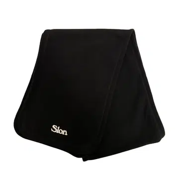 SLON 플리스 머플러 블랙 자수 겨울