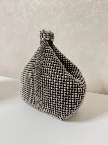 메탈 비즈 백 파티 백 빈티지 삼장 실버 비쥬