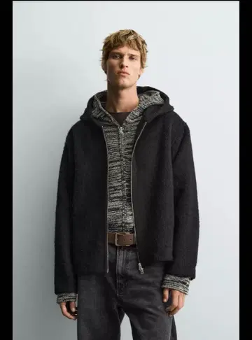 ZARA 인조 모피 셔츠 자켓 사이즈 M 블랙