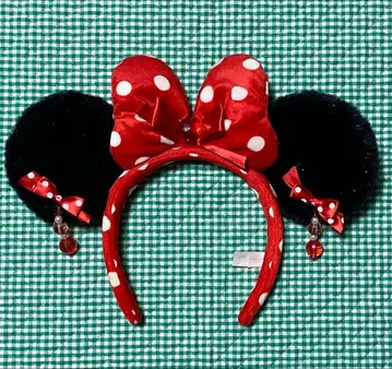 미니 머리띠 빨간색 도트 귀찌 포함 디즈니