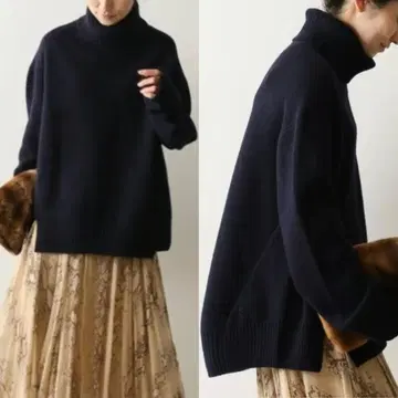 FRAMeWORK W/Ca 터틀 롱 풀오버 네이비 프레임워크