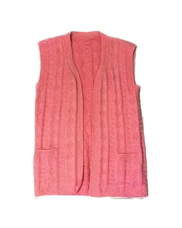 핑크 니트 베스트 리브 used 빈티지