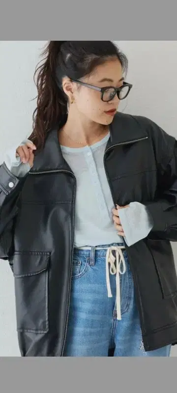 CIAOPANICTYPY 택 포함 새상품 페이크 가죽 자켓 블랙