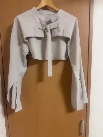 라이트 그레이 크롭 기장 상의