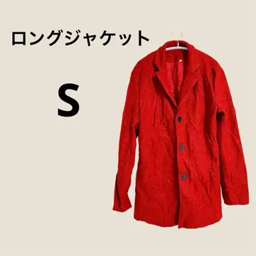 빨간색 크레이프 소재 롱 자켓 S