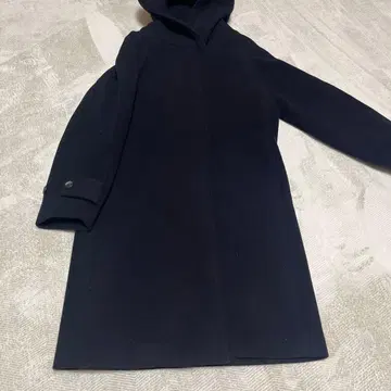 JEANASIS 네이비 후드 부착 롱 코트