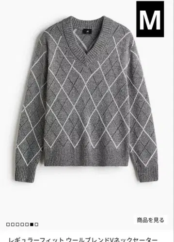 H&M 레귤러 핏 울 블렌드 V넥 스웨터