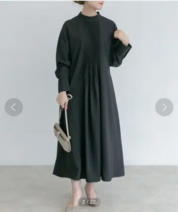 어반리서치 로쏘 프론트 핀턱 원피스 싸개 버튼 블랙