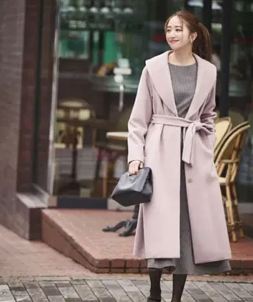 숄카라 벨트 포함 롱 코트