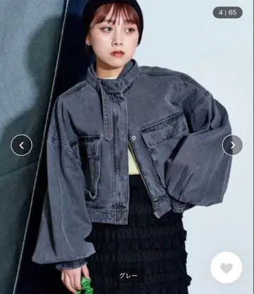 [CONESBOSS] 소매 볼륨 숏 기장 데님 자켓