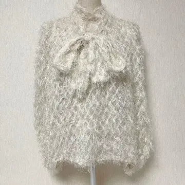 FRAY I.D 프레이 아이디 샤기 블라우스 보타이 포함 시어 새상품급