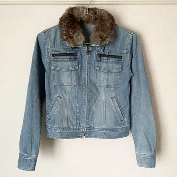 퍼 달린 라이트 블루 데님 자켓 y2k 구제 의류