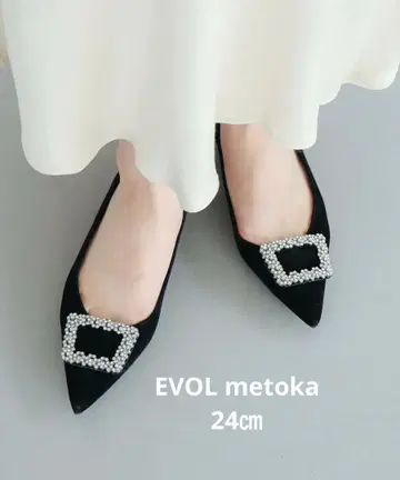 새상품 EVOL 이볼 비쥬 버클 스틸레토 펌프스 24cm