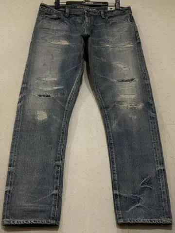 덴함 POINT 5YJ 데미지 & 리페어 가공 셀비지 데님 팬츠