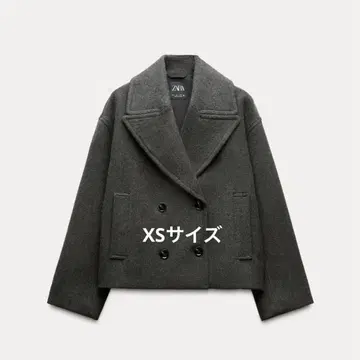 ZARA 그레이 더블 브레스트 피 코트 XS