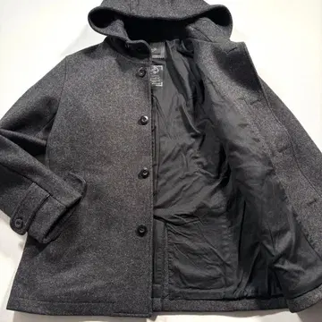 컨디션 최상 L 유나이티드 애로우즈 멜톤 울 울 코트 후드 소가죽