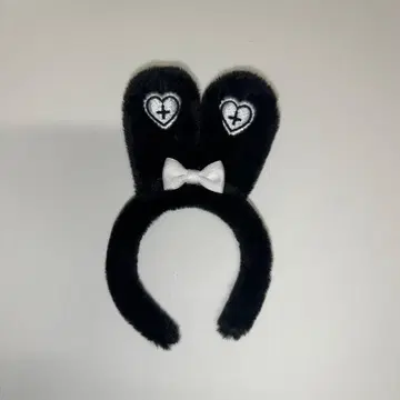 [ OshiVerse ] 토끼 귀 리본 머리띠 블랙