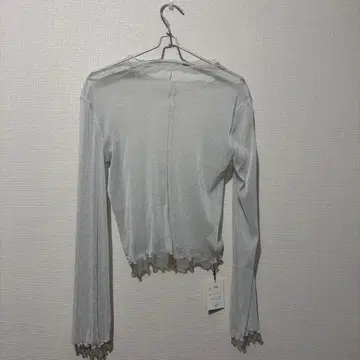 택 포함 GRL 그레일 실버 메쉬 긴팔 시어 상의