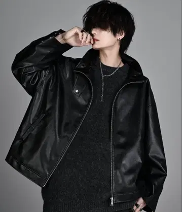 [ADRER] 인조 가죽 빈티지 싱글 라이더 스탠드 자켓