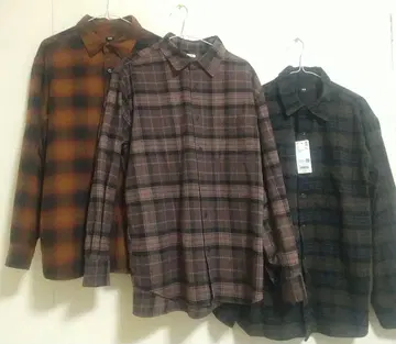 유니클로 GU 플란넬 체크 셔츠 L