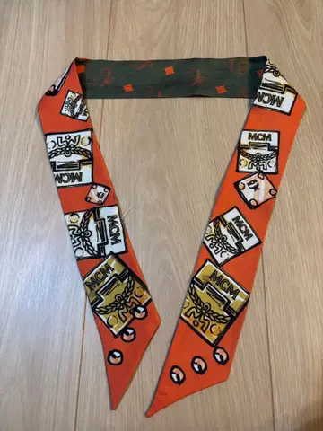 MCM 오렌지 그린 스카프 F