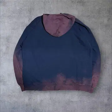 귀 페이드 & 보로 Champion 네이비 오버 사이즈 후드티