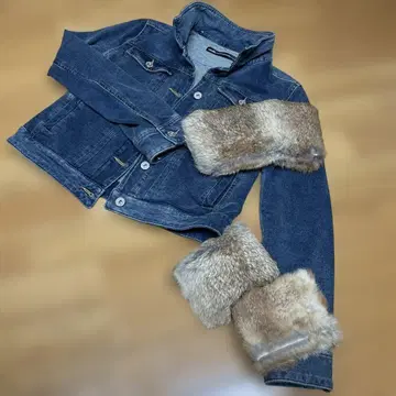 이글루스 퍼 부착 스트레치 데님 자켓