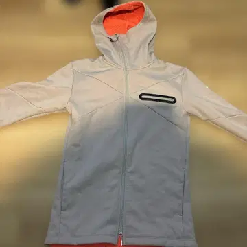 아식스 그레이 후드 부착 풀 집업 후드티 L 러닝 트레이닝 육상